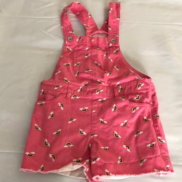 Place Other - Girls size 8 place pink overall shorts with rainbows